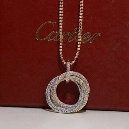 [LUXE] TRINITY LARGE FULL DIAMOND  NECKLACE