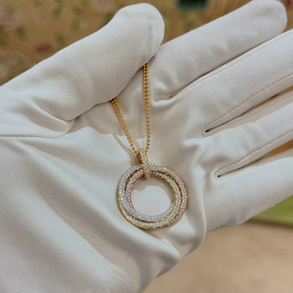 [LUXE] TRINITY LARGE FULL DIAMOND  NECKLACE
