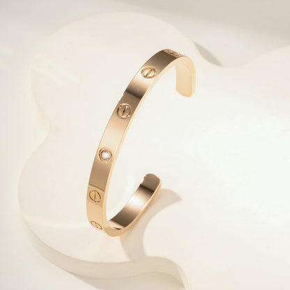 [LUXE] LOVE BRACELET 6.1MM 1 DIAMOND OPEN CUFF