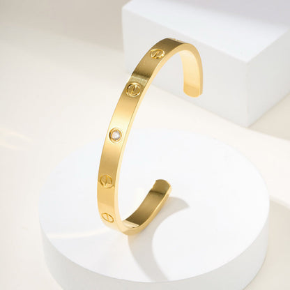 [LUXE] LOVE BRACELET 6.1MM 1 DIAMOND OPEN CUFF