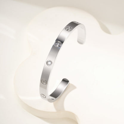 [LUXE] LOVE BRACELET 6.1MM 1 DIAMOND OPEN CUFF