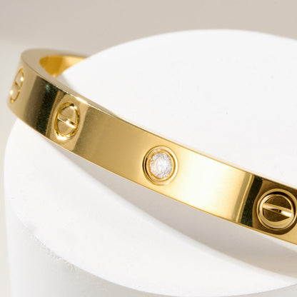 [LUXE] LOVE BRACELET 6.1MM 1 DIAMOND OPEN CUFF