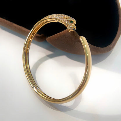 [LUXE] PANTHERE HALF DIAMOND OPEN BRACELET
