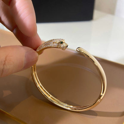 [LUXE] PANTHERE HALF DIAMOND OPEN BRACELET