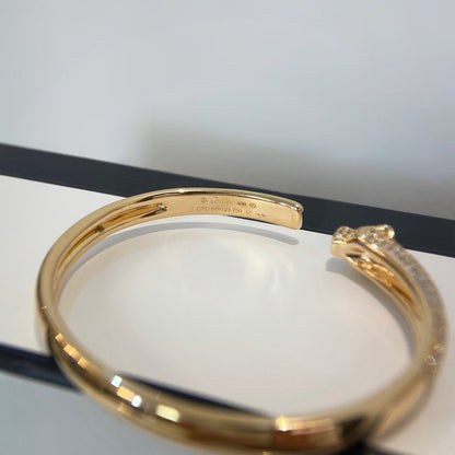 [LUXE] PANTHERE HALF DIAMOND OPEN BRACELET