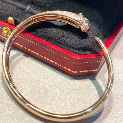 [LUXE] PANTHERE HALF DIAMOND OPEN BRACELET