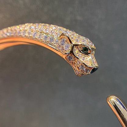[LUXE] PANTHERE HALF DIAMOND OPEN BRACELET