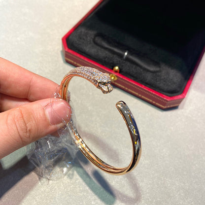 [LUXE] PANTHERE HALF DIAMOND OPEN BRACELET