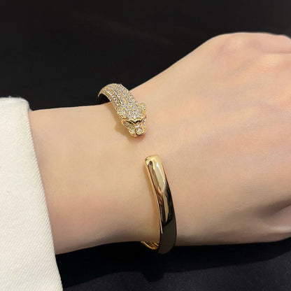 [LUXE] PANTHERE HALF DIAMOND OPEN BRACELET