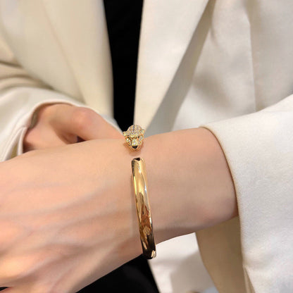 [LUXE] PANTHERE HALF DIAMOND OPEN BRACELET