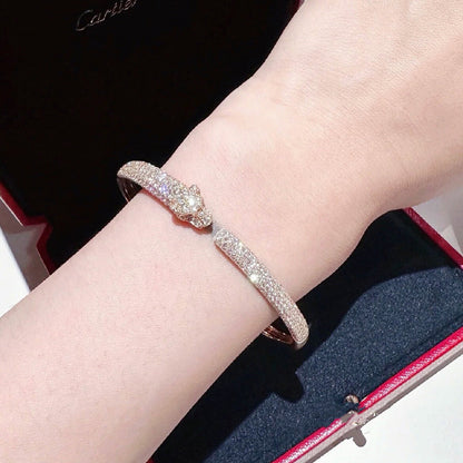 [LUXE] PANTHERE FULL DIAMOND OPEN BRACELET
