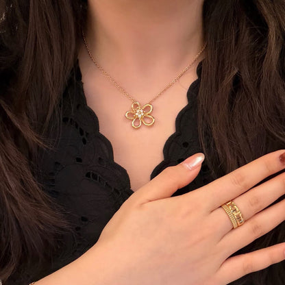 [LUXE]FLOWERLACE NECKLACE 5 DIAMONDS