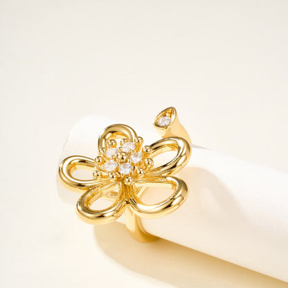 [LUXE]  FLOWERLACE OPEN RING 5 DIAMONDS