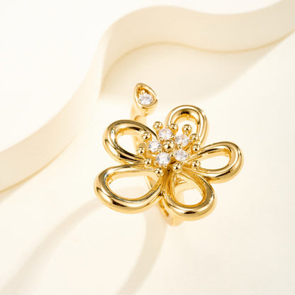 [LUXE]  FLOWERLACE OPEN RING 5 DIAMONDS