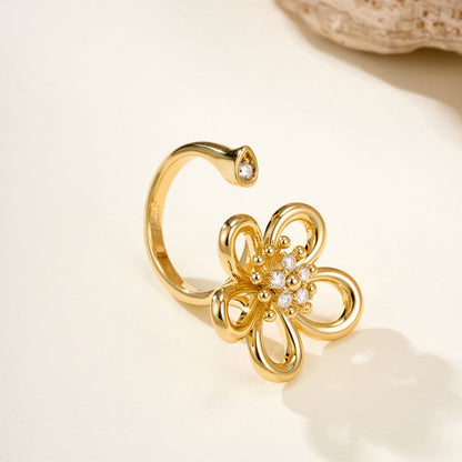 [LUXE]  FLOWERLACE OPEN RING 5 DIAMONDS