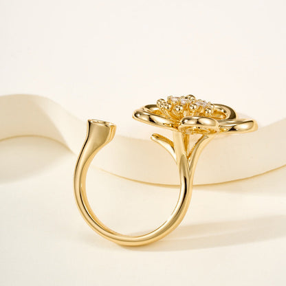 [LUXE]  FLOWERLACE OPEN RING 5 DIAMONDS
