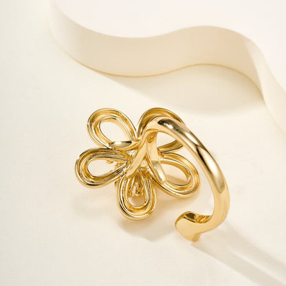 [LUXE]  FLOWERLACE OPEN RING 5 DIAMONDS