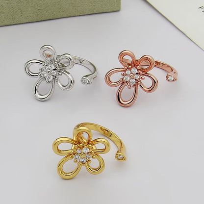 [LUXE]  FLOWERLACE OPEN RING 5 DIAMONDS