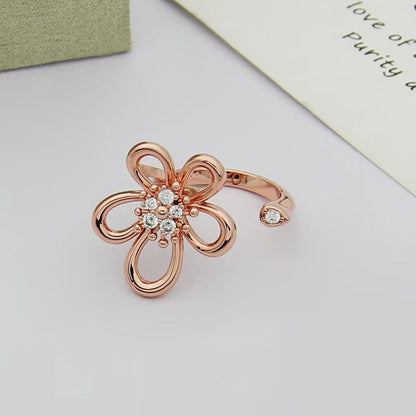 [LUXE]  FLOWERLACE OPEN RING 5 DIAMONDS