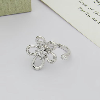 [LUXE]  FLOWERLACE OPEN RING 5 DIAMONDS