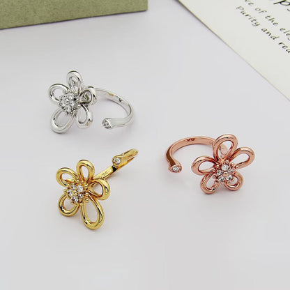 [LUXE]  FLOWERLACE OPEN RING 5 DIAMONDS