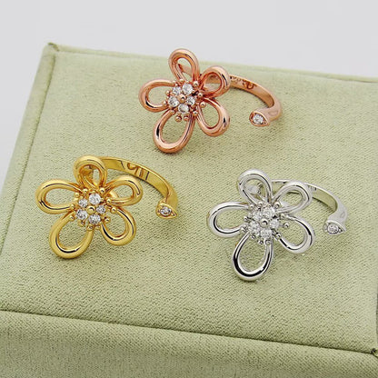 [LUXE]  FLOWERLACE OPEN RING 5 DIAMONDS
