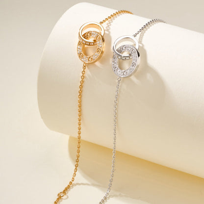 [LUXE] LOVE DOUBLE RING FULL DIAMOND BRACELET