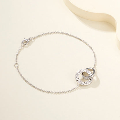 [LUXE] LOVE DOUBLE RING FULL DIAMOND BRACELET