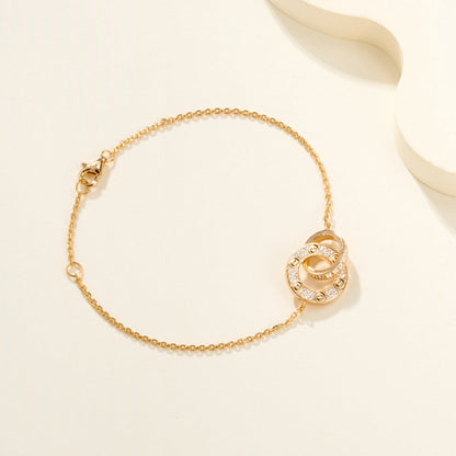 [LUXE] LOVE DOUBLE RING FULL DIAMOND BRACELET