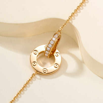 [LUXE] LOVE DOUBLE RING FULL DIAMOND BRACELET