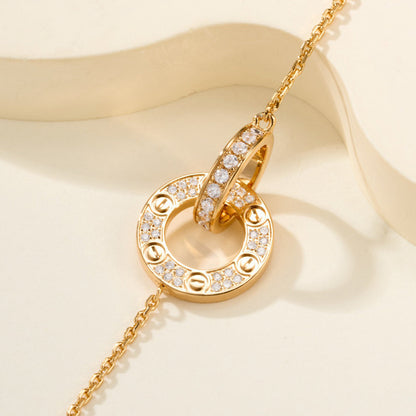 [LUXE] LOVE DOUBLE RING FULL DIAMOND BRACELET