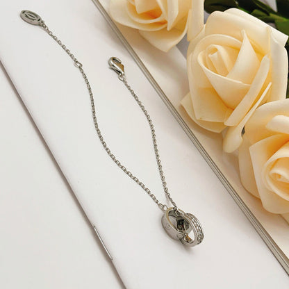 [LUXE] LOVE DOUBLE RING HALF DIAMOND BRACELET