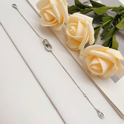 [LUXE] LOVE DOUBLE RING HALF DIAMOND BRACELET