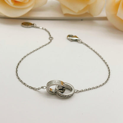 [LUXE] LOVE DOUBLE RING HALF DIAMOND BRACELET