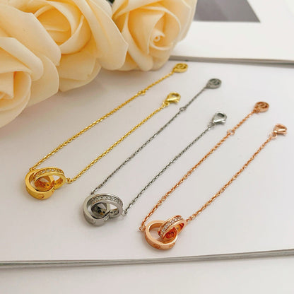 [LUXE] LOVE DOUBLE RING HALF DIAMOND BRACELET