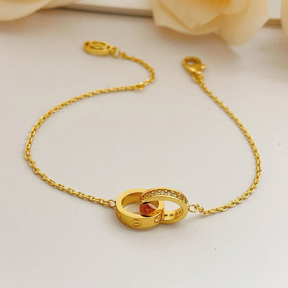 [LUXE] LOVE DOUBLE RING HALF DIAMOND BRACELET