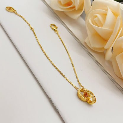 [LUXE] LOVE DOUBLE RING HALF DIAMOND BRACELET