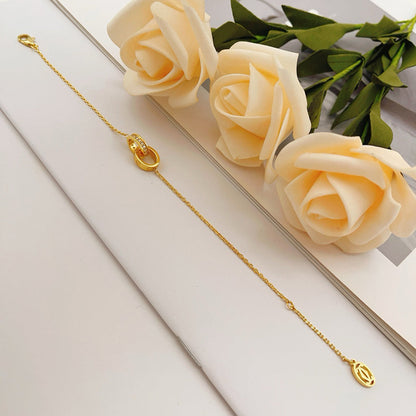 [LUXE] LOVE DOUBLE RING HALF DIAMOND BRACELET