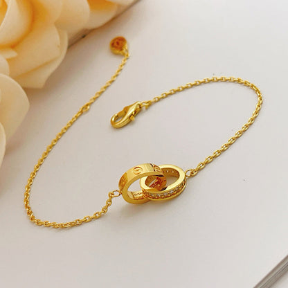 [LUXE] LOVE DOUBLE RING HALF DIAMOND BRACELET