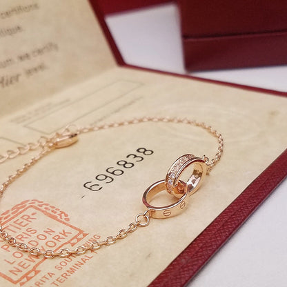 [LUXE] LOVE DOUBLE RING HALF DIAMOND BRACELET
