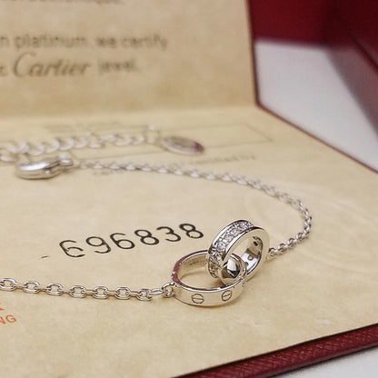 [LUXE] LOVE DOUBLE RING HALF DIAMOND BRACELET