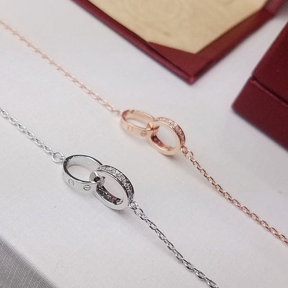 [LUXE] LOVE DOUBLE RING HALF DIAMOND BRACELET