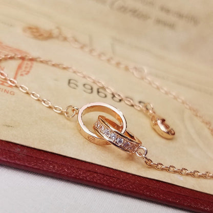 [LUXE] LOVE DOUBLE RING HALF DIAMOND BRACELET