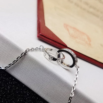 [LUXE] LOVE DOUBLE RING HALF DIAMOND BRACELET