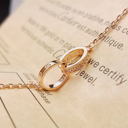 [LUXE] LOVE DOUBLE RING HALF DIAMOND BRACELET