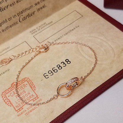 [LUXE] LOVE DOUBLE RING HALF DIAMOND BRACELET