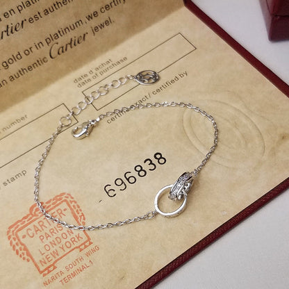 [LUXE] LOVE DOUBLE RING HALF DIAMOND BRACELET