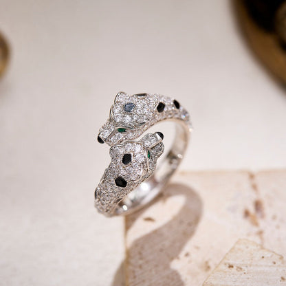 [LUXE] PANTHERE DOUBLE HEADED FULL DIAMOND  RING