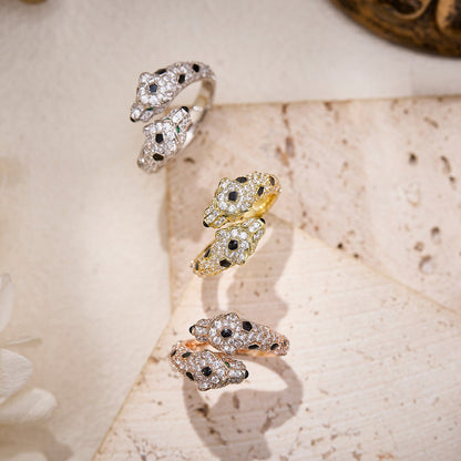 [LUXE] PANTHERE DOUBLE HEADED FULL DIAMOND  RING