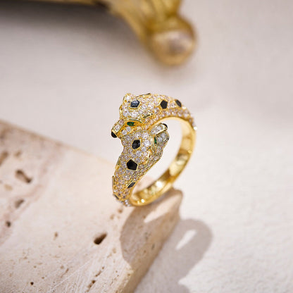 [LUXE] PANTHERE DOUBLE HEADED FULL DIAMOND  RING